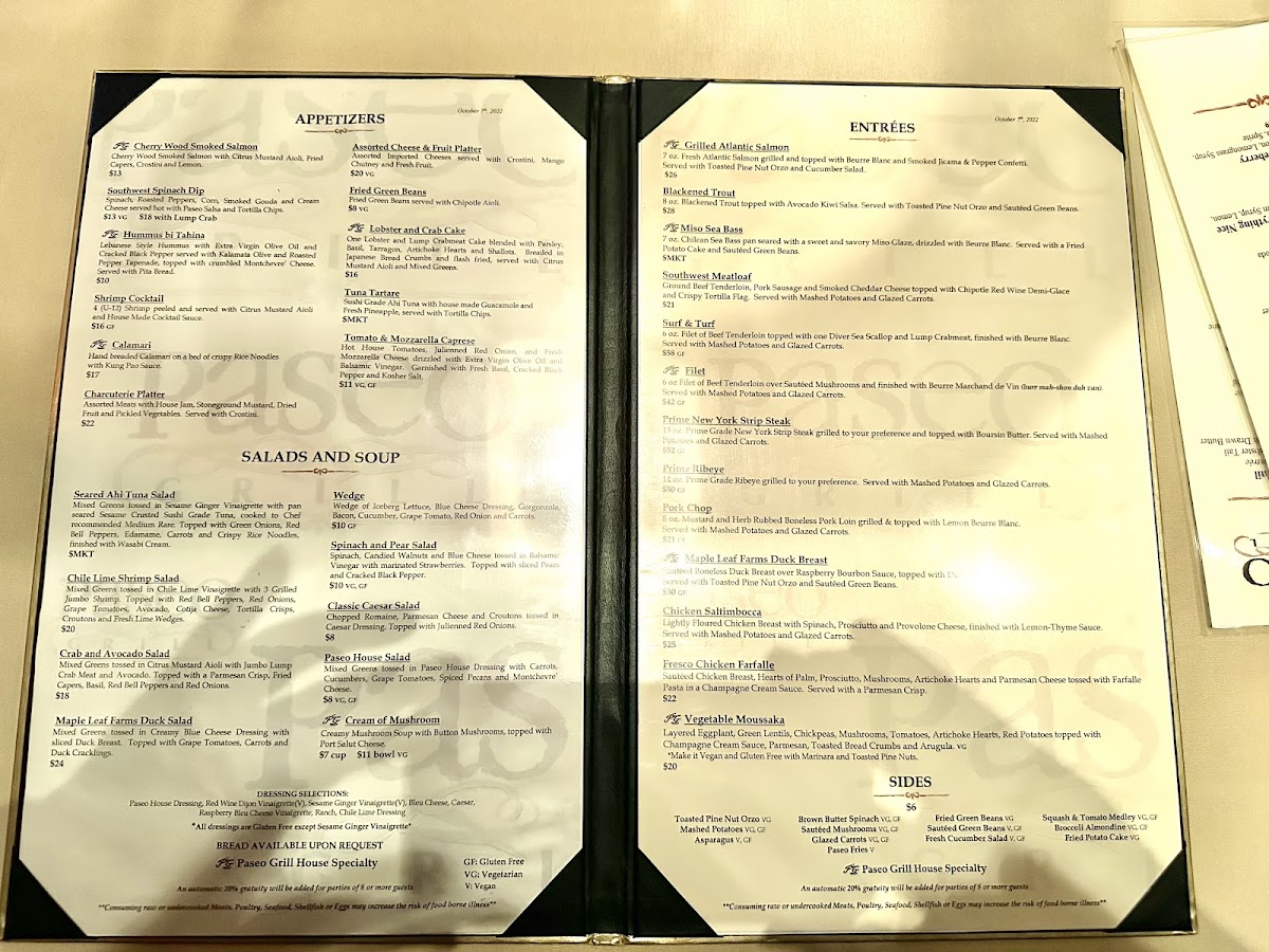Menu - Paseo Grill photo 3