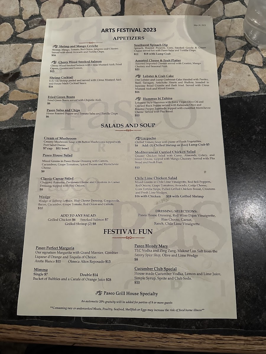 Menu - Paseo Grill photo 7